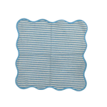 Light Blue Scalloped Striped Cotton Napkins
