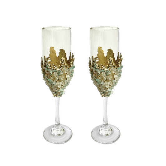 Light Green Quartz Champagne Glass - Set of 2 - MAIA HOMES