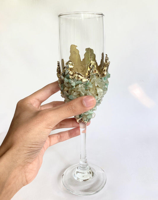 Light Green Quartz Champagne Glass - Set of 2 - MAIA HOMES