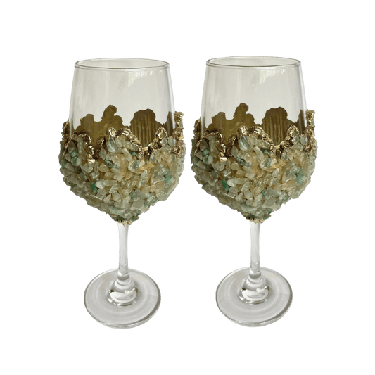Light Green Quartz Wine Glass - Set of 2 - MAIA HOMES