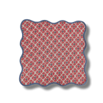 Maia Hand Block Floral Piping Scallop Cotton Napkins