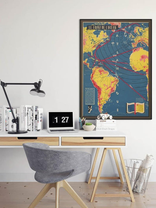 Map of the Atlantic in World War 2| WW2 Map Poster Print - MAIA HOMES