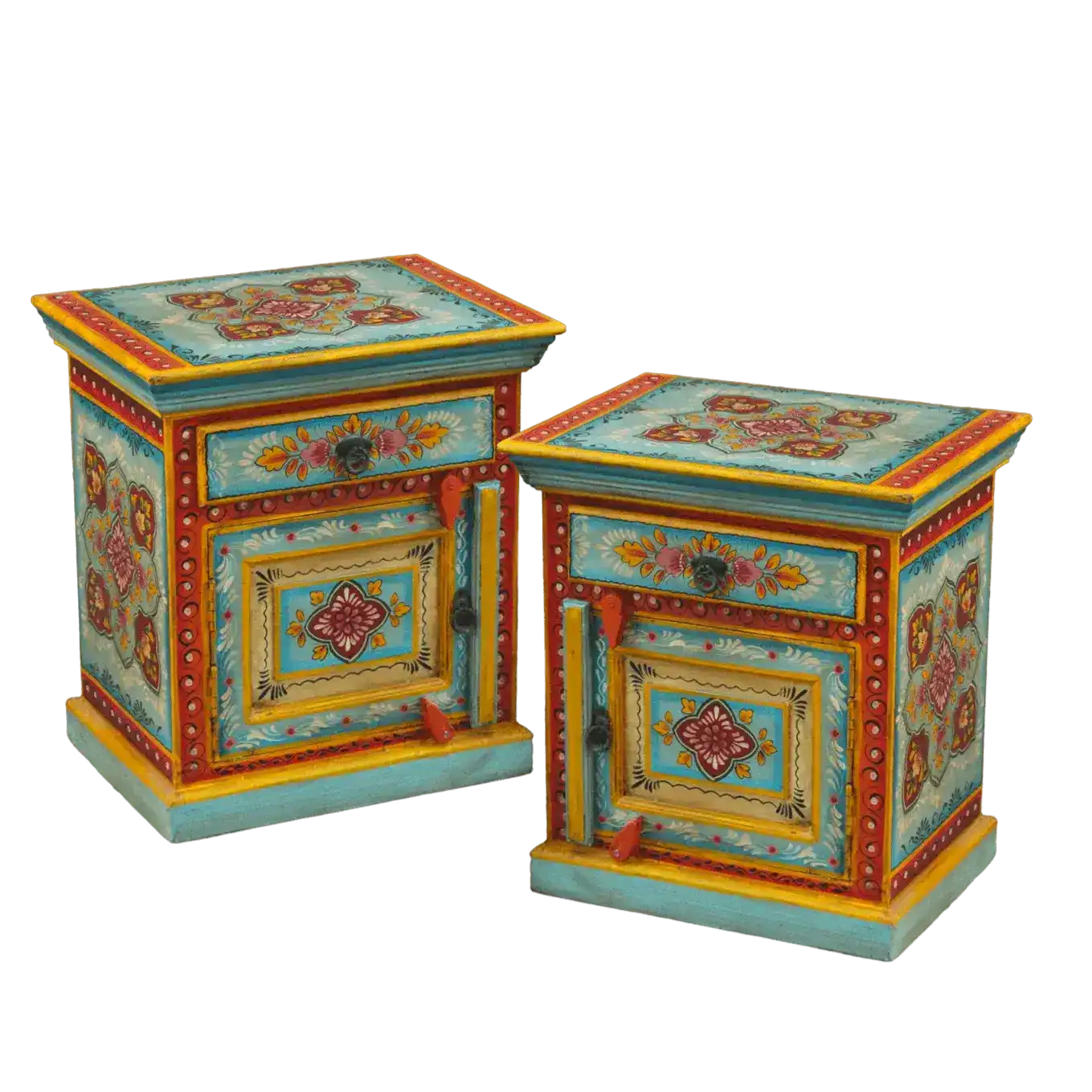 Mini Floral Hand Painted Wooden Cabinet Nightstands - Set of 2 – MAIA HOMES - Hand-Painted Wooden Cabinets Penthouse