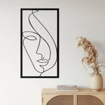 Minimalist Abstract Female Face Metal Wall Hanging Decor Black