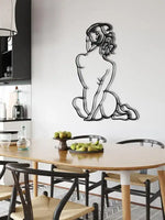 Minimalist Diva Woman Silhouette Metal Wall Hanging Decor Black