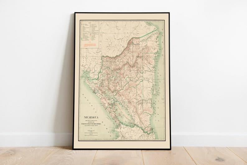 Nicaragua Map Print| Art History - MAIA HOMES
