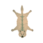 An artistic fox-shaped area rug, hand-tufted from wool, perfect for adding a vintage touch to your living room. This large area rug features intricate details and a unique design, ideal for those seeking stylish accents in large living rooms.