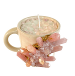 Pink Quartz Crystal Scented Soy Candles in Coffee Mug - Set of 2 Rose Rose Gold Finish