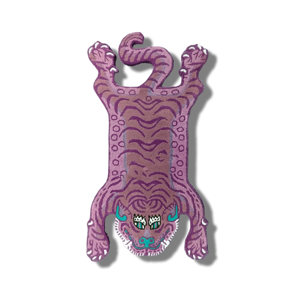 Pink Tibetan Tiger Accent Wool Rug - MAIA HOMES