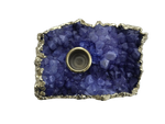 Purple Agate Gemstone Taper Candle Holder Rose Gold