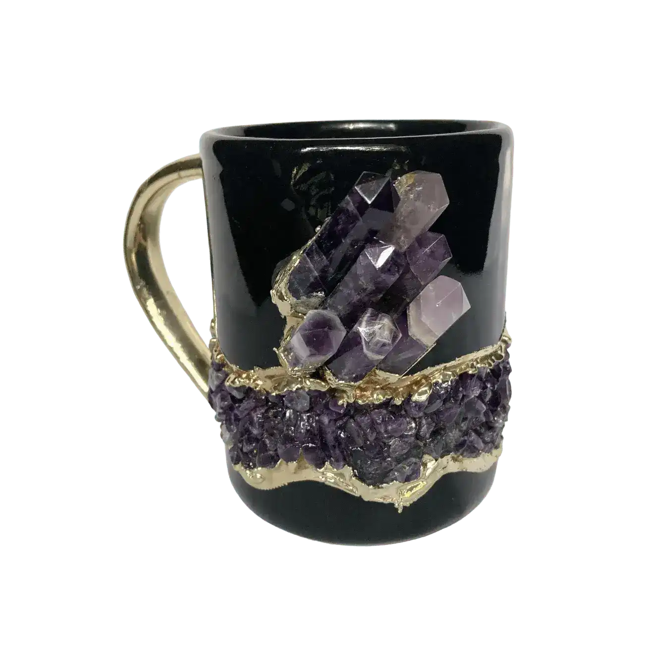 Purple Amethyst Crystal Ceramic Mug with Gold Handle – MAIA HOMES