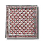 Red Floral Hand Block Printed Cotton Napkins