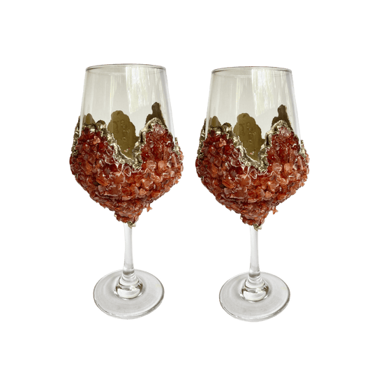Red Quartz Wine Glass - Set of 2 - MAIA HOMES