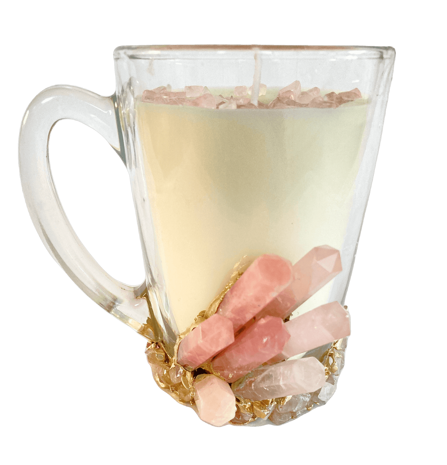 Rose Quartz Crystal Scented Soy Candles in Glass Mug - Set of 2 - MAIA HOMES