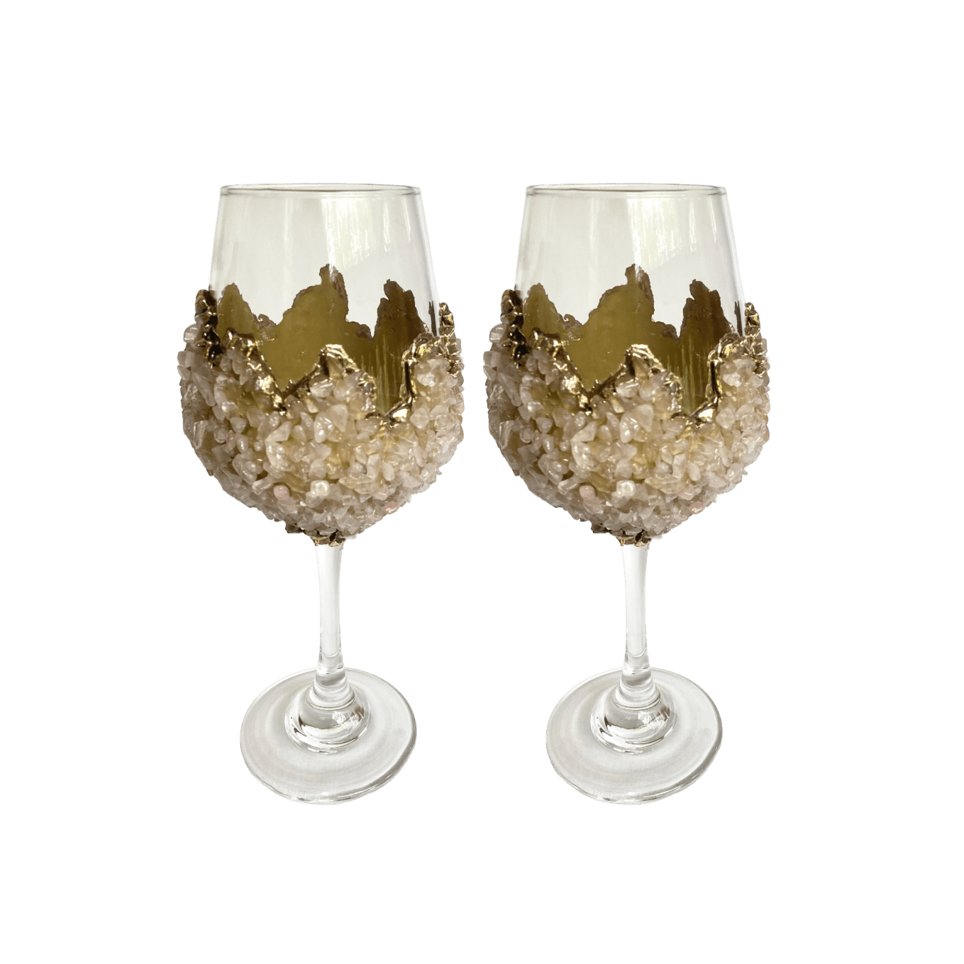 Set of 2 Crystal Wine Glass,Rose Quartz,16oz 