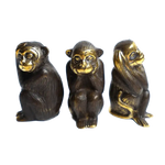 Solid Brass Monkey Statues - Set of 3