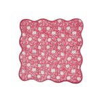 Traditional Pink Floral Block Printed Scalloped Cotton Napkins