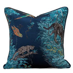 Vintage Jacquard throw pillow cover featuring a vibrant toucan and jungle scene, ideal for adding a touch of exotic decor to any living space.