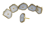 White Agate Cabinet Door Pull Handle - Set of 6 Rose Gold