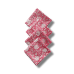 White and Pink Floral Block Printed Cotton Napkins
