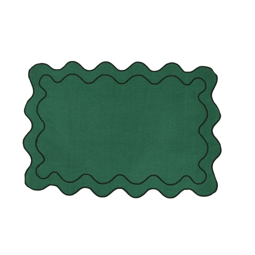 100% Cotton Green Scallop Safari Placemat Set