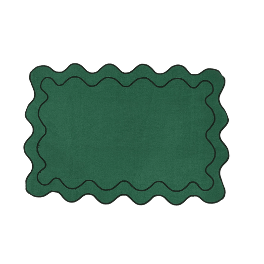 100% Cotton Green Scallop Safari Placemat Set - MAIA HOMES