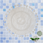 100% Non-Toxic Cotton Boho Round Crocheted Bath Rug with Tassels - Extra Large