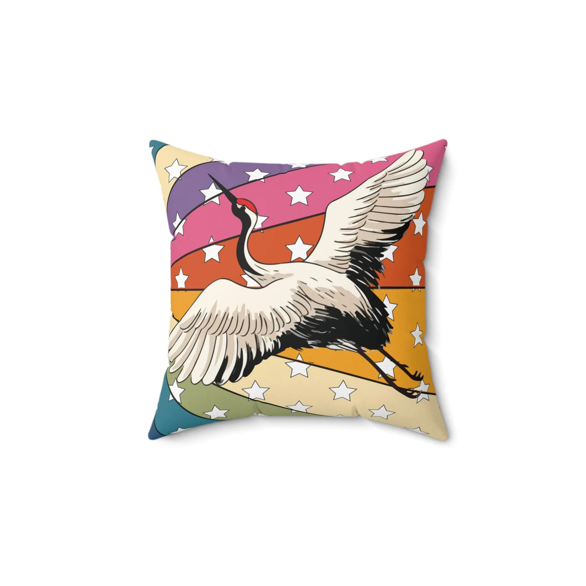 Vintage Crane Flight Throw Pillow