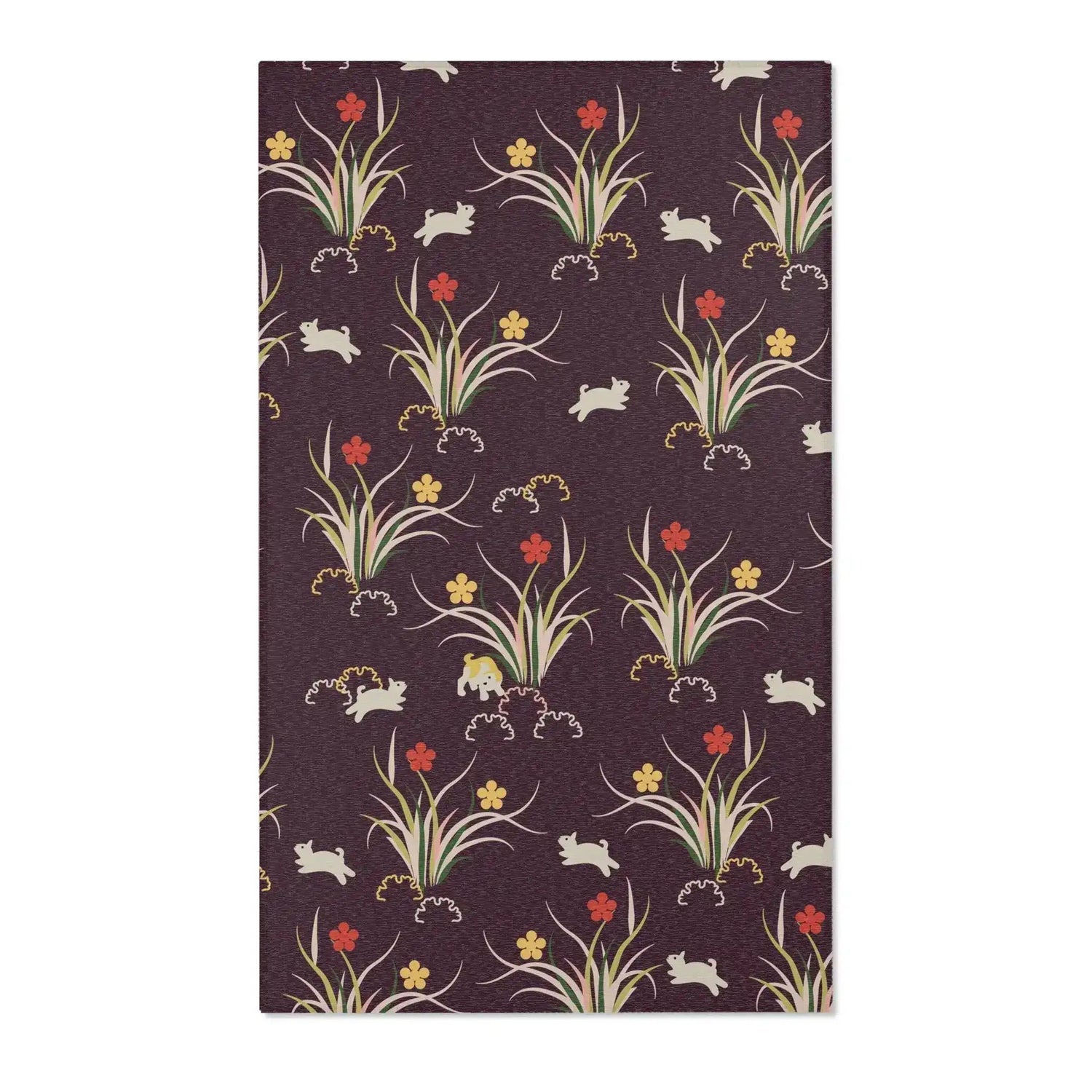 Playful Puppies in Bloom Accent Rug