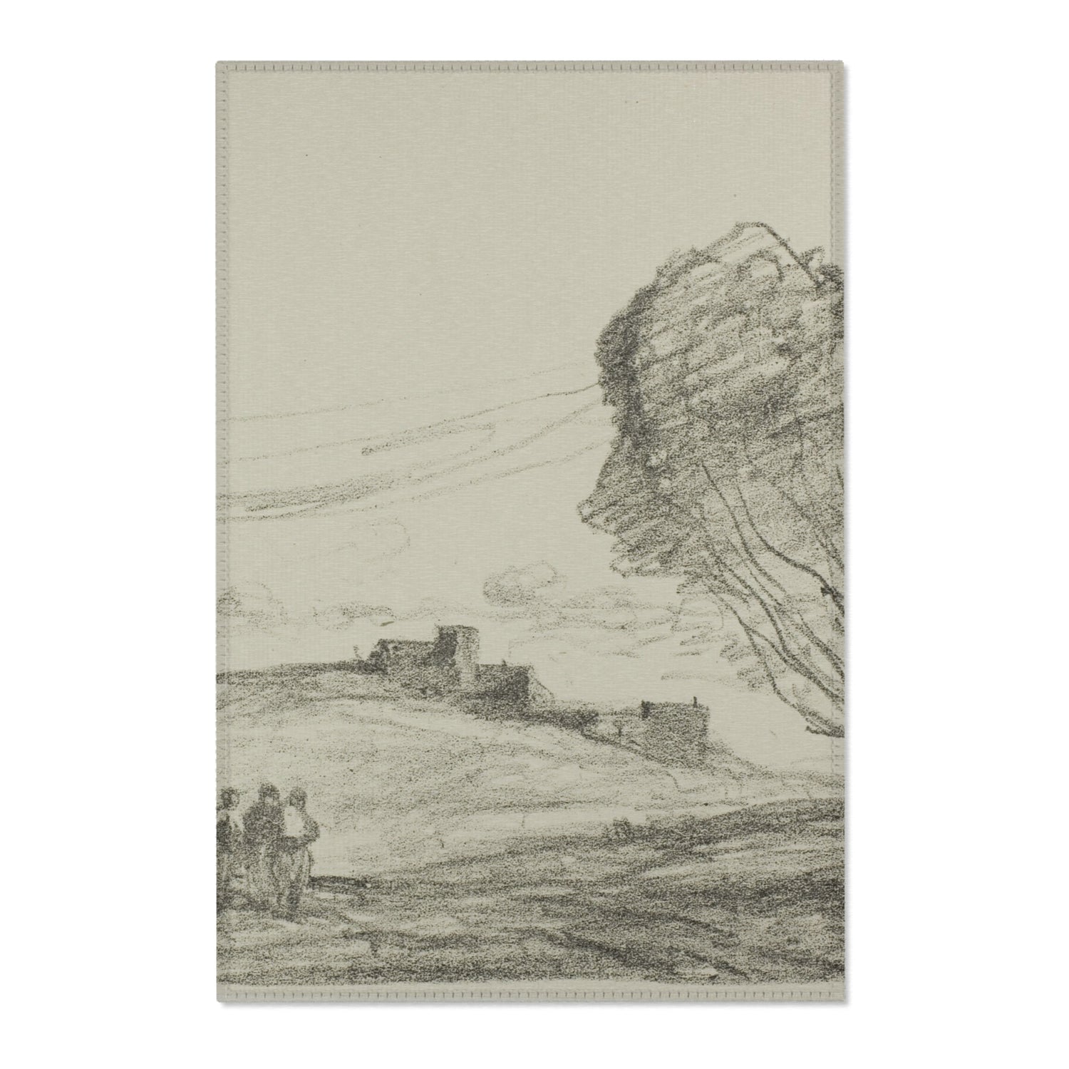 The Isolated Fort - Jean Baptiste Camille Corot Area Rug