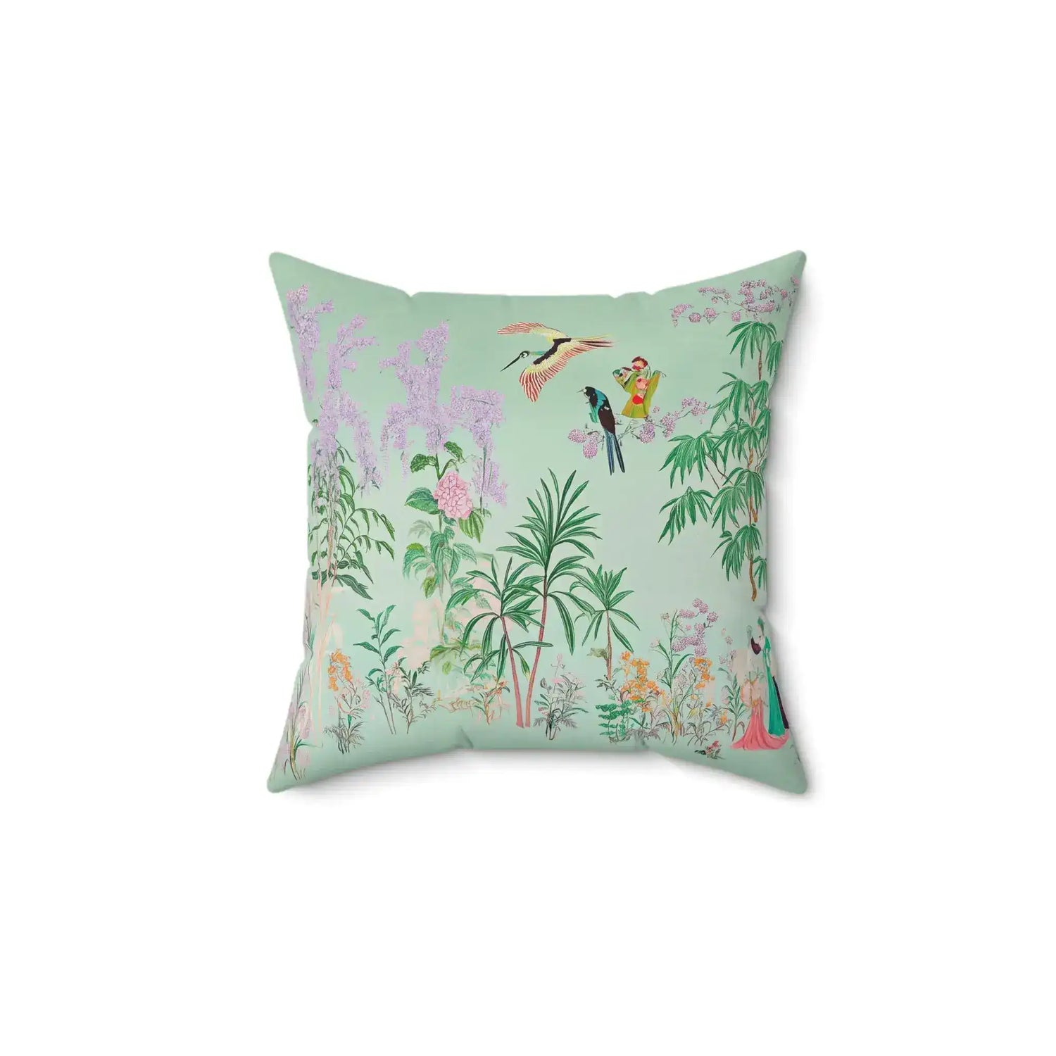 Celadon Courtship Garden Throw Pillow
