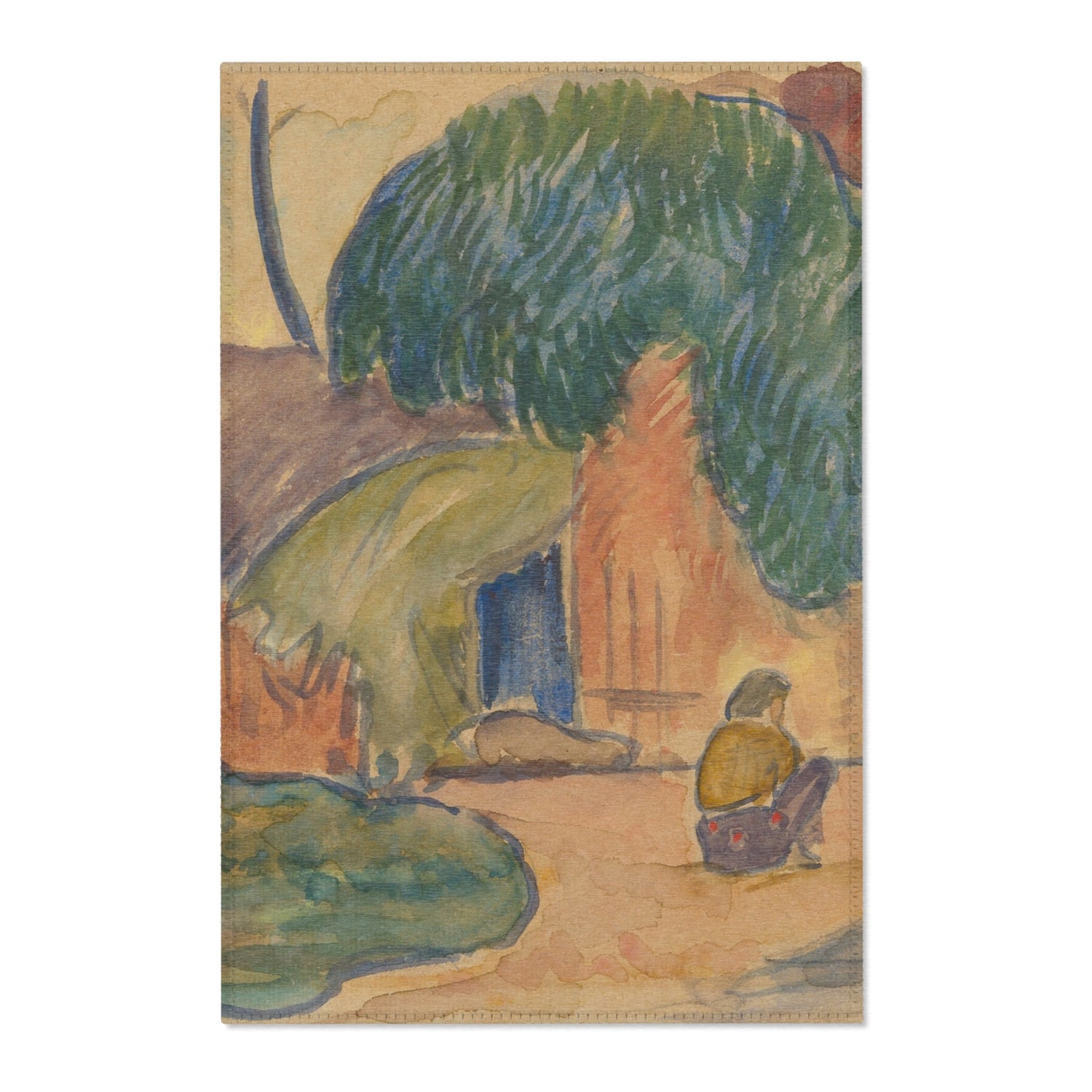 Tahitian Hut - Paul Gauguin Area Rug