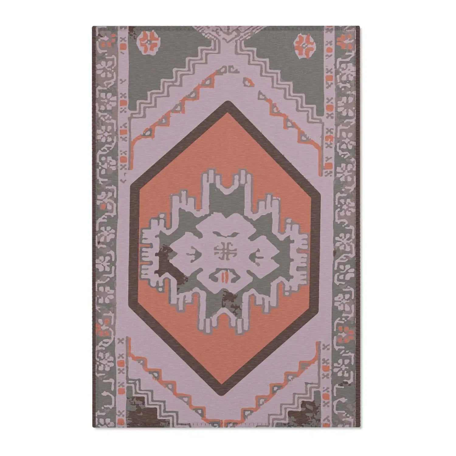 Southwestern Diamond Rust and Mauve Accent Rug