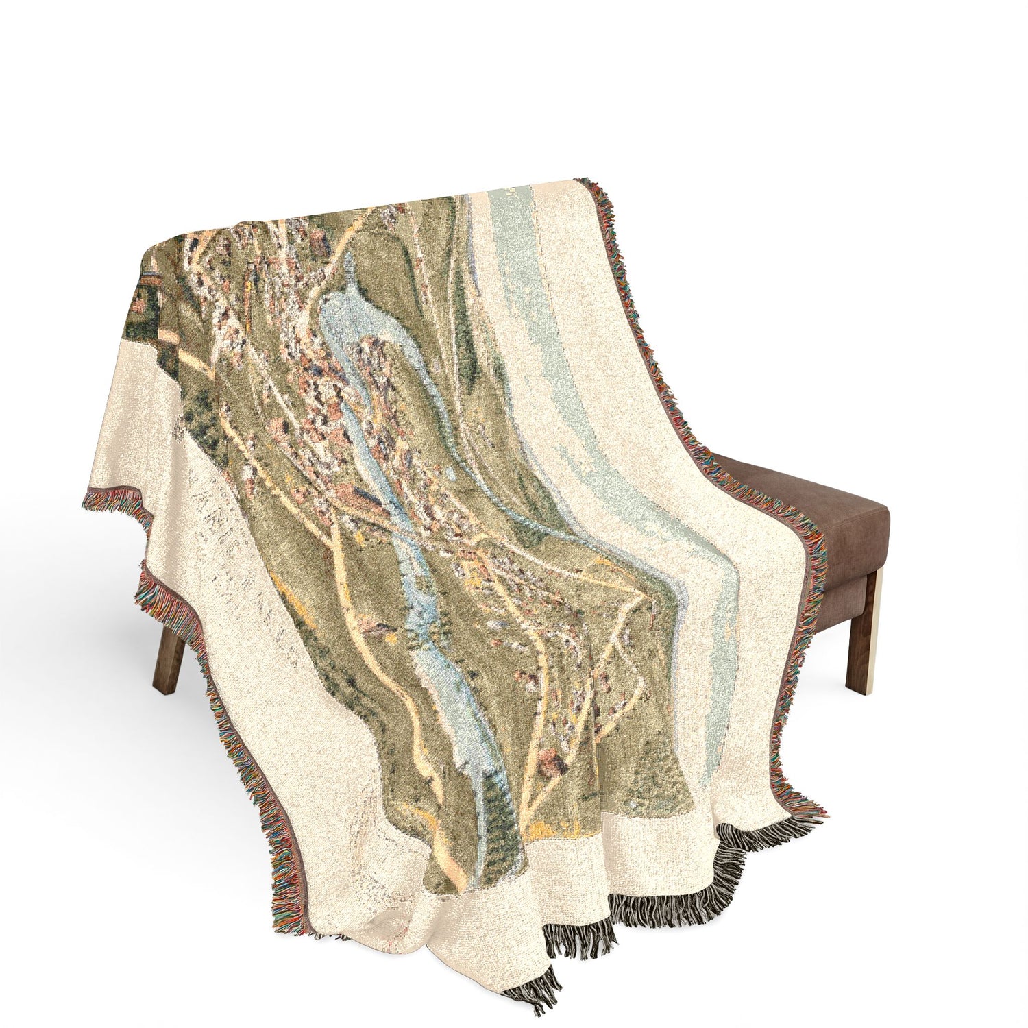 Bird's eye view of Mechanic Falls, Maine, 1878 : looking east Woven Throw Blanket