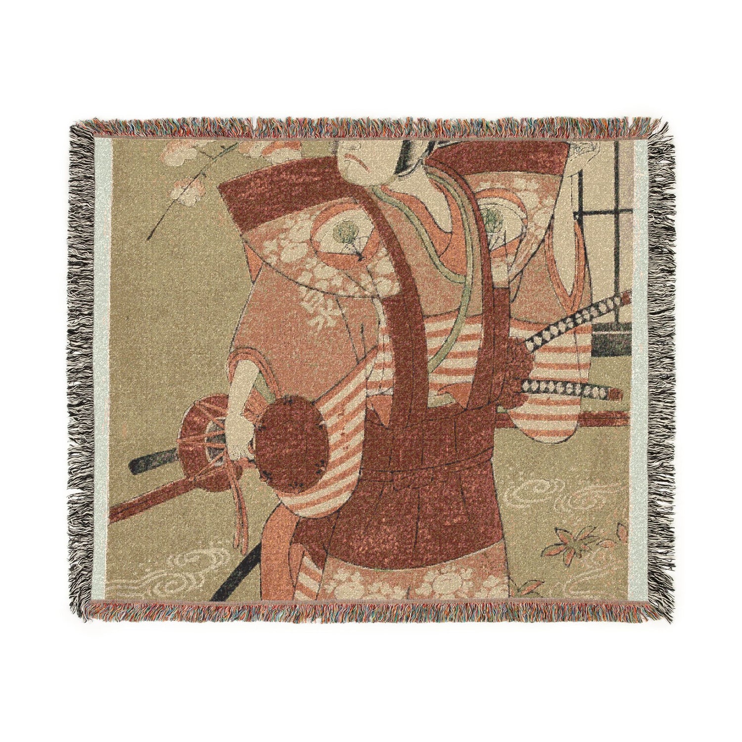 Onoe Kikugorō I as Izumi no Saburō in the Play Snowflakes: Plum Blossoms Kaomise Woven Throw Blanket