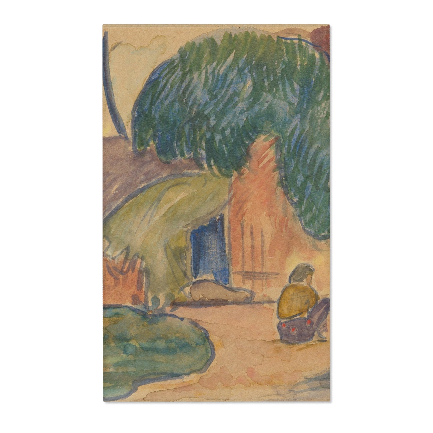 Tahitian Hut - Paul Gauguin Area Rug