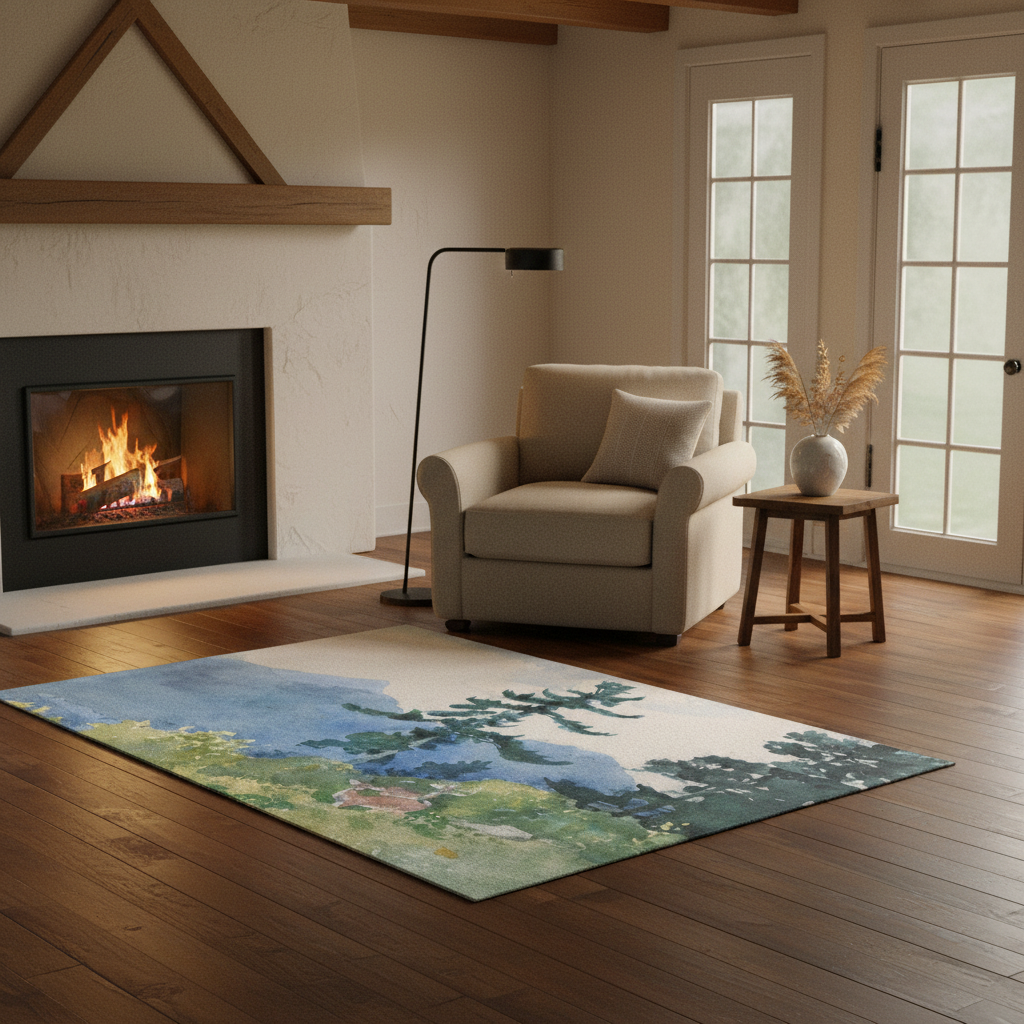 North Woods Club, Adirondacks - Alfombra de Winslow Homer