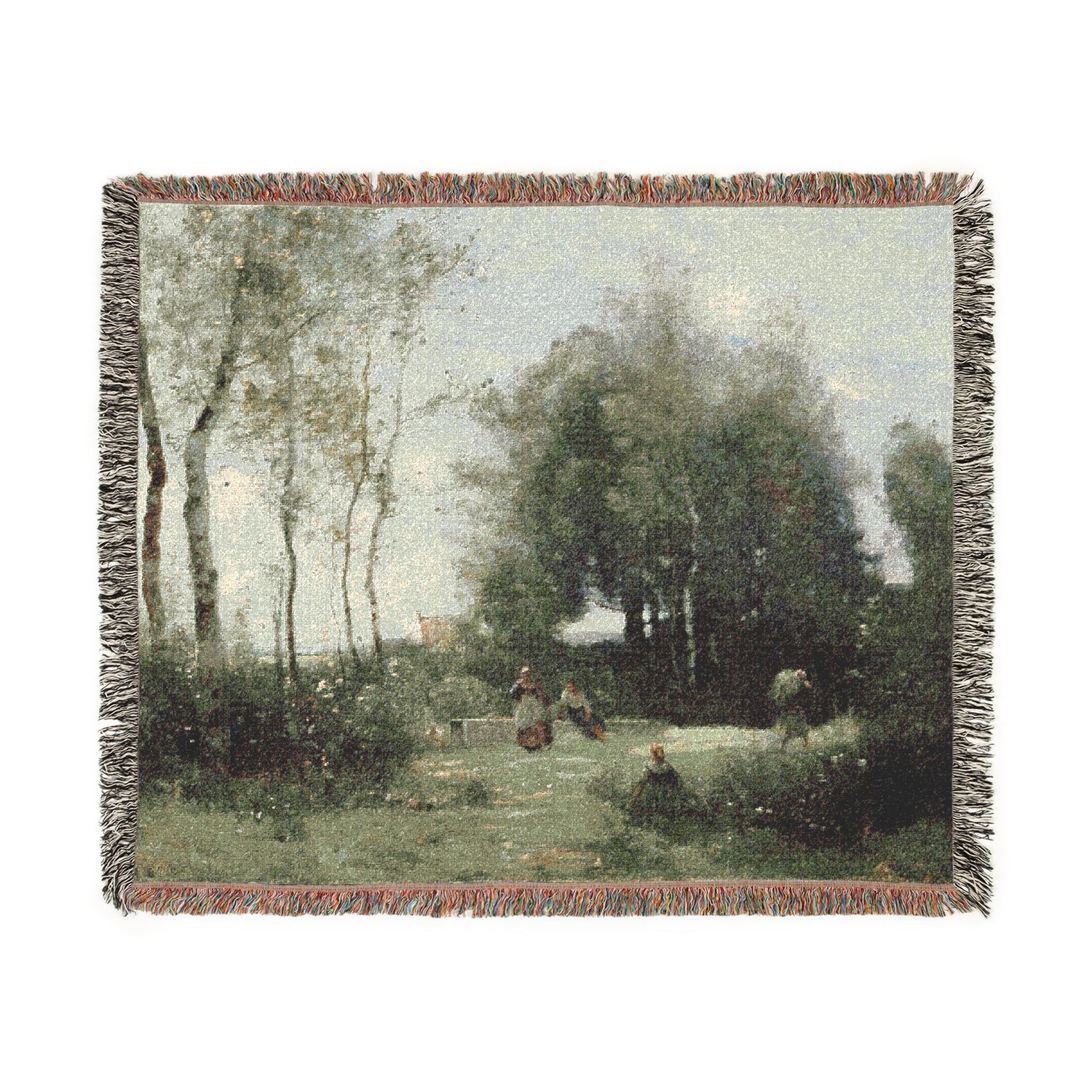 Arleux-Palluel, The Bridge of Trysts - Jean Baptiste Camille Corot Tapestry Blanket