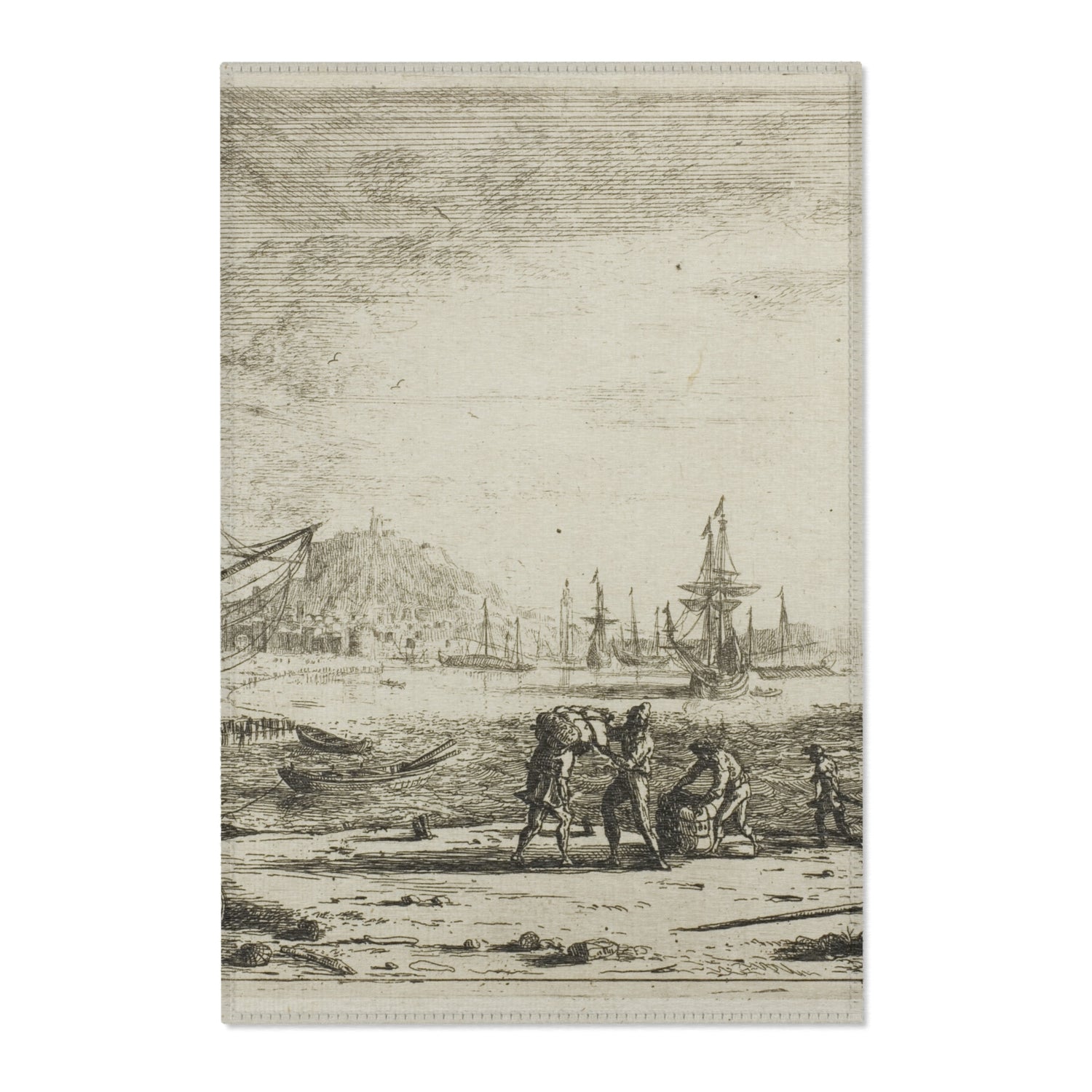Harbor with a Large Tower - Claude Lorrain Area Rug