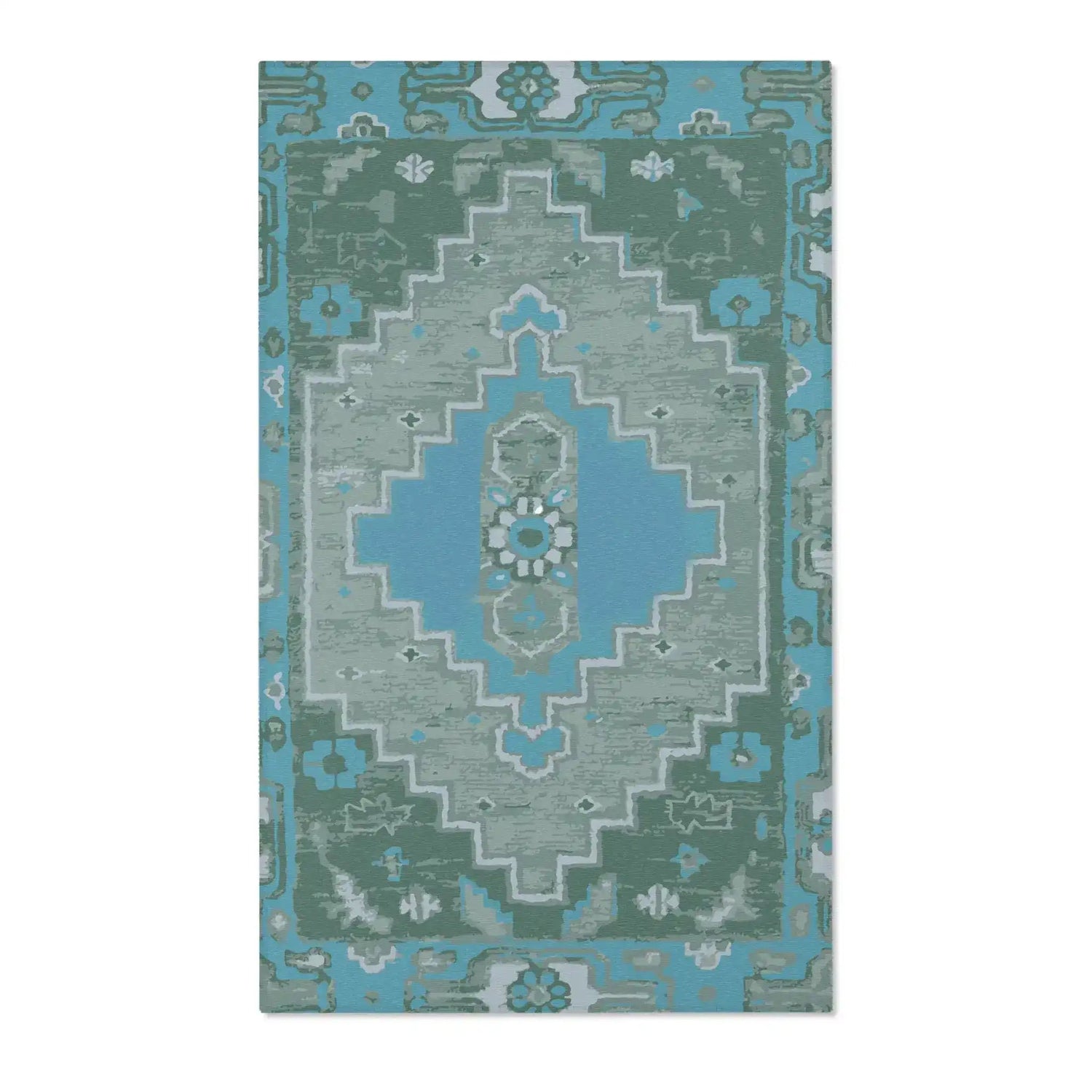 Turquoise & Sage Southwestern Geometric Accent Rug