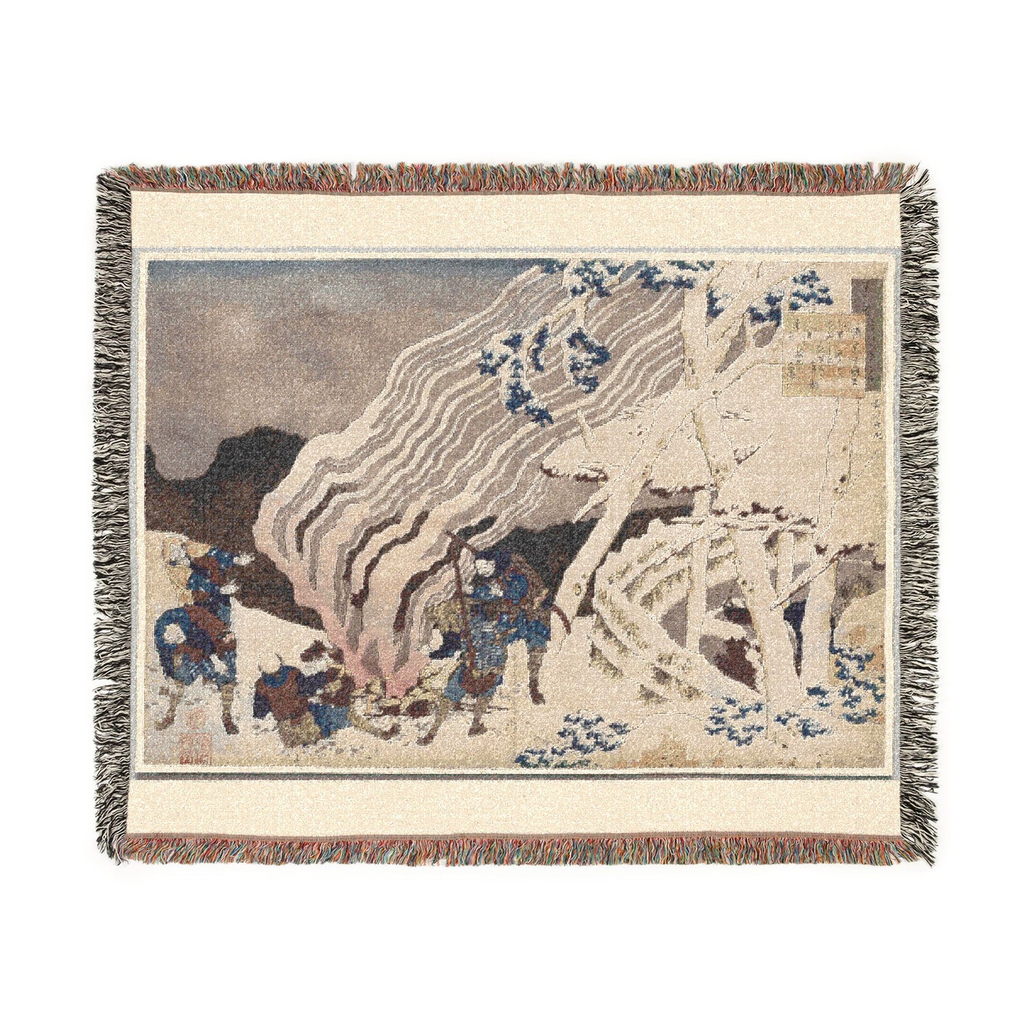 Poem by Minamoto no Muneyuki from the series One Hundred Poems by One Hundred Poets Explained by the Nurse Woven Throw Blanket