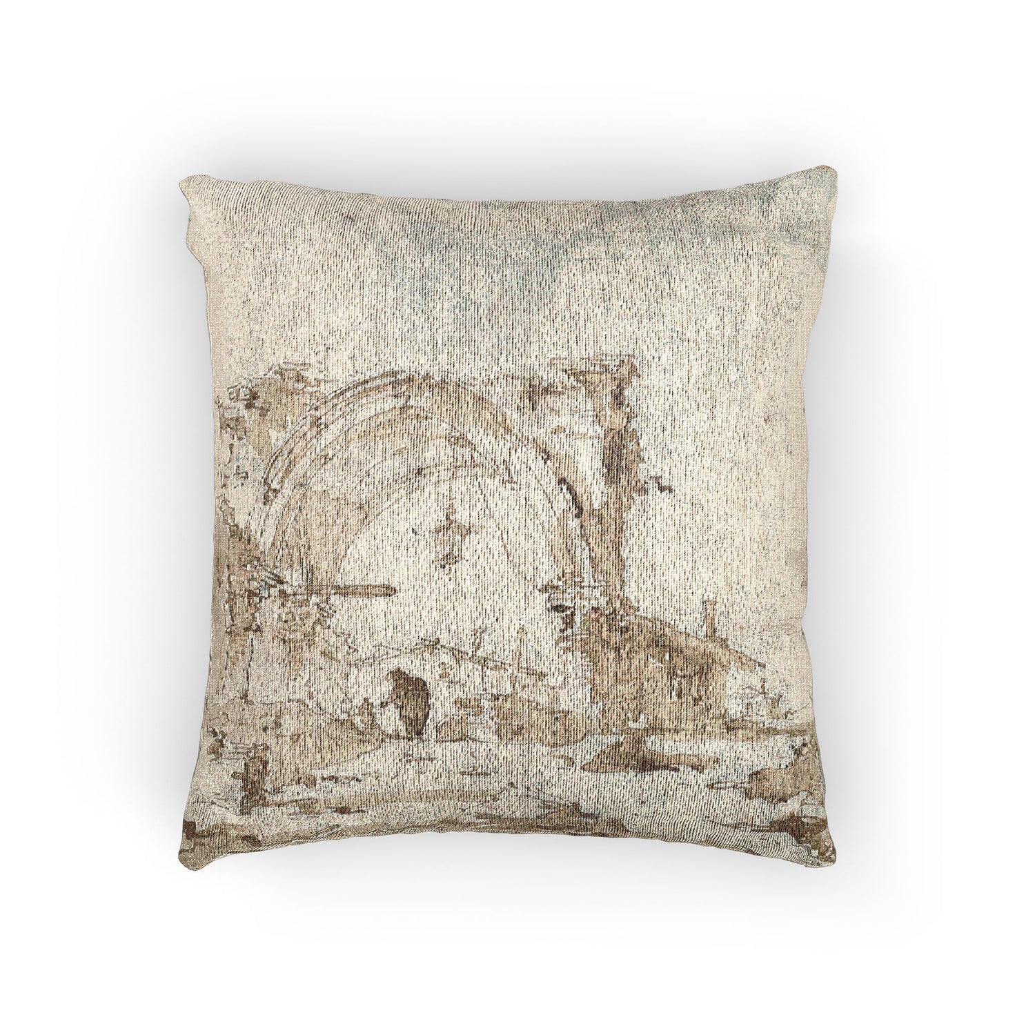 A Capriccio with a Ruined Gothic Arch - Francesco Guardi Pillow