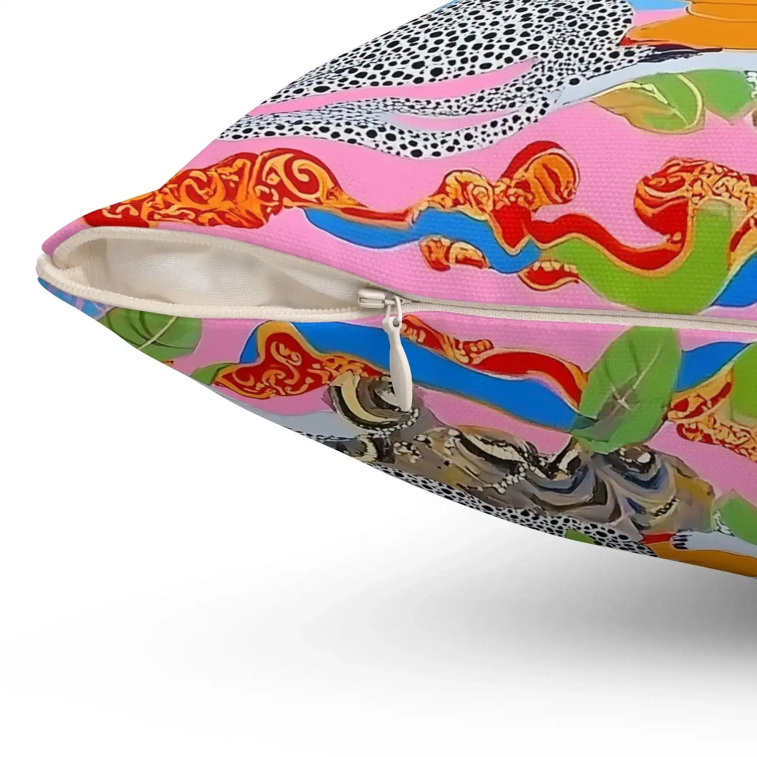 Maximalist Floral Monkeys Throw Pillow