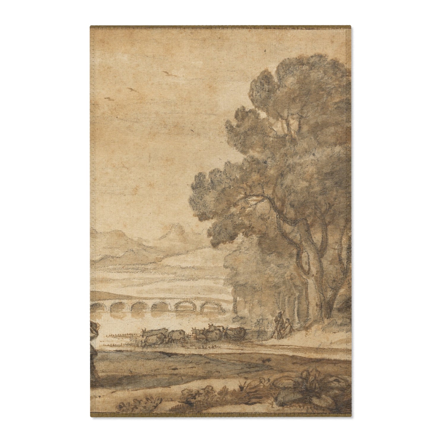 A Wooded River Landscape with Jacob, Laban - Claude Lorrain Area Rug
