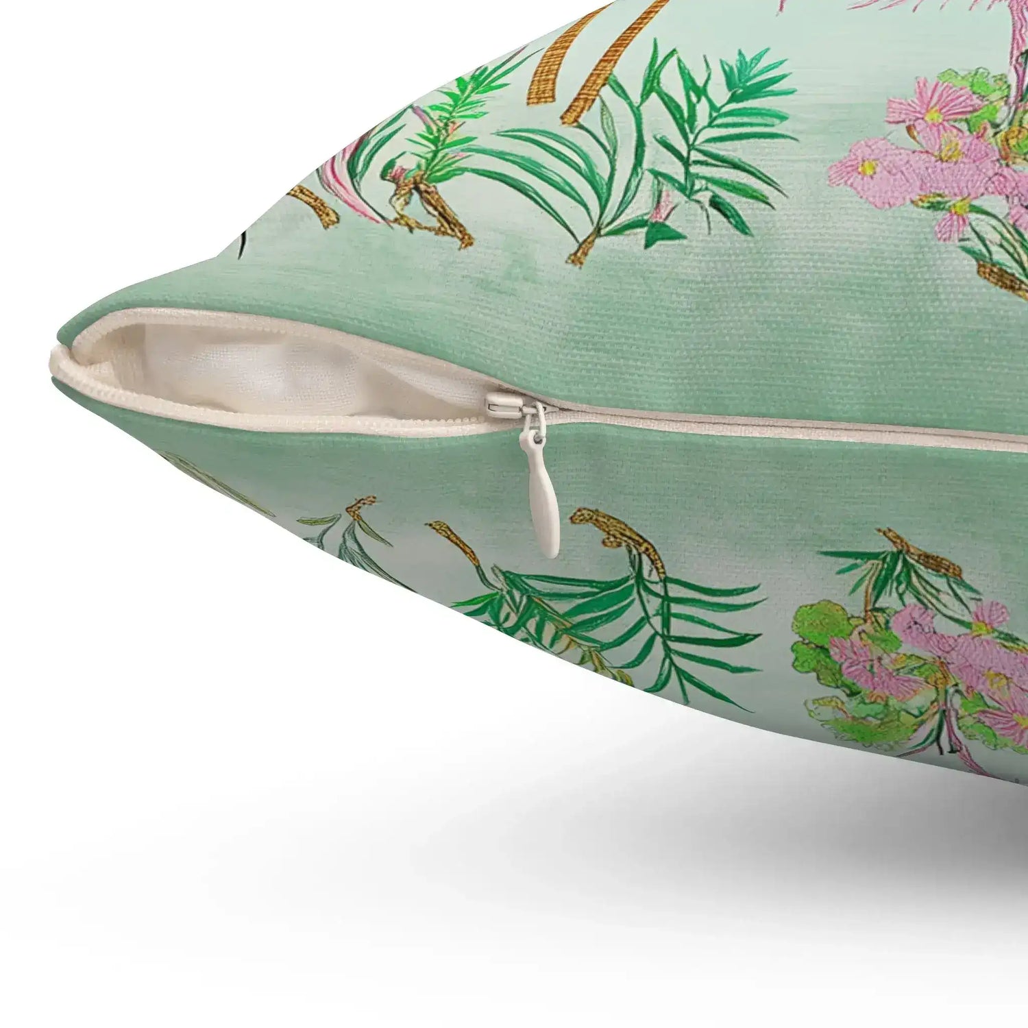 Celadon Tropic Aviary Throw Pillow