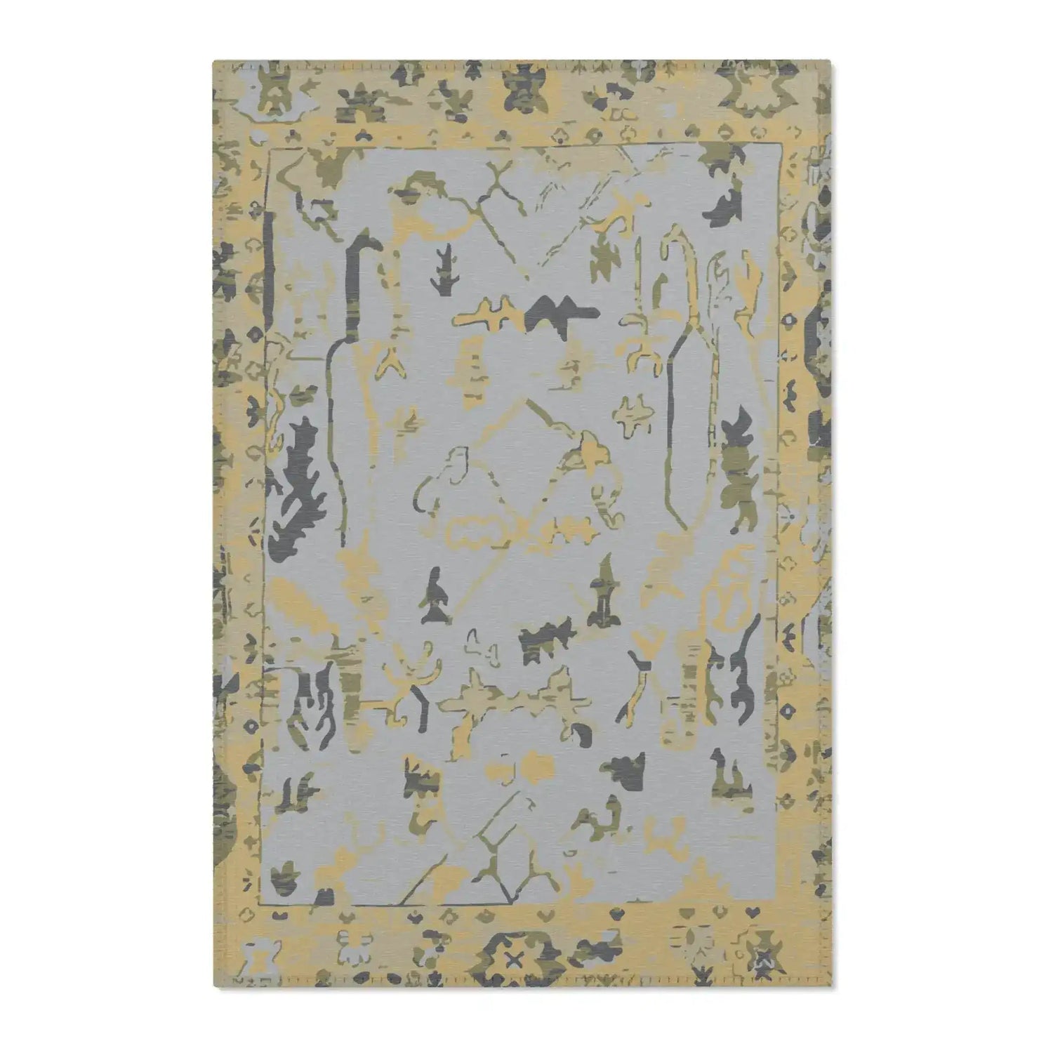 Sunwashed Yellow Tribal Motif Accent Rug