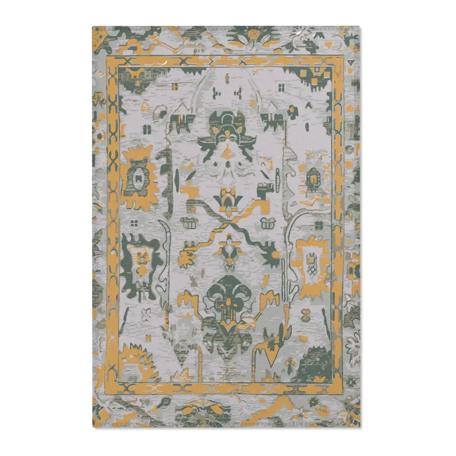 Golden Sage Distressed Medallion Accent Rug