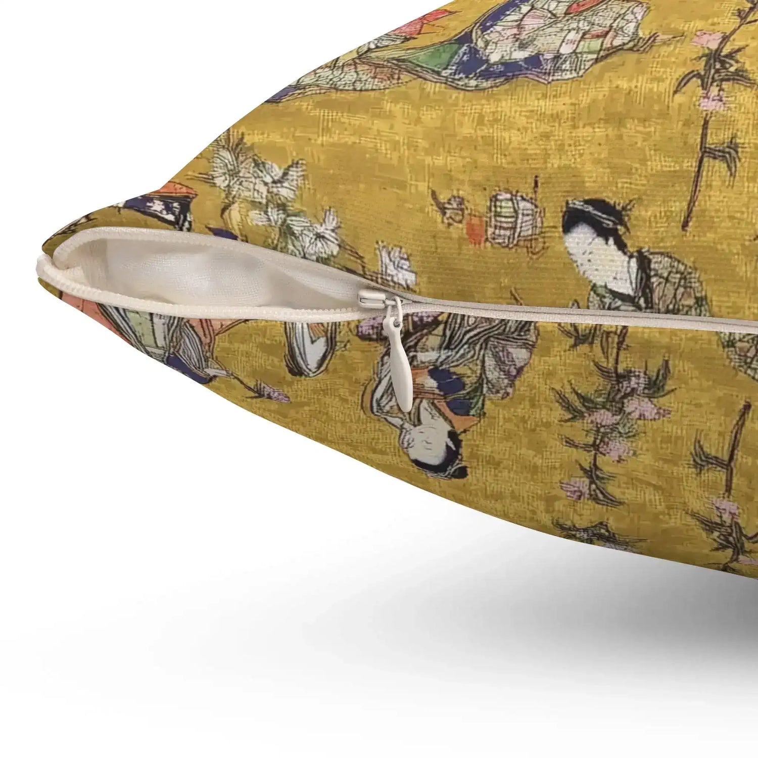 Vintage Japanese Print Throw Pillow