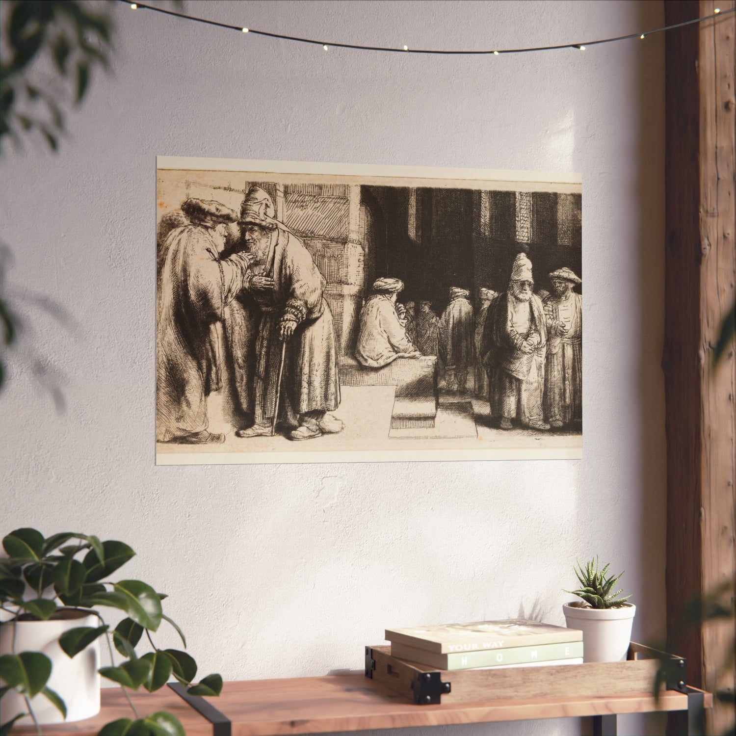 Jews in the Synagogue - Rembrandt van Rijn Fine Art Poster