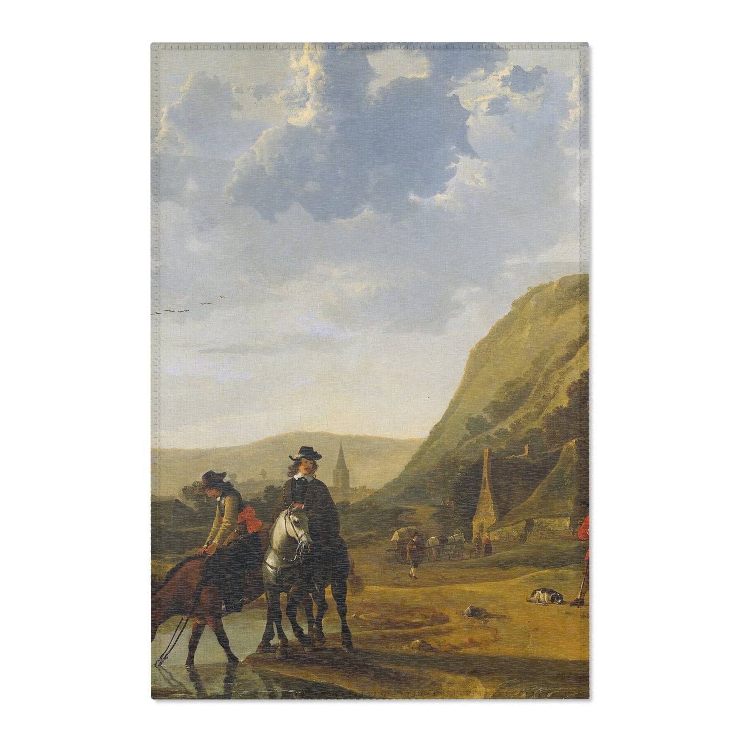 River Landscape with Riders - Aelbert Cuyp Area Rug